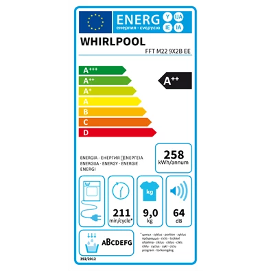 Whirlpool FFT M22 9X2B EE 9 kg hőszivattyús szárítógép Whirlpool FFT M22 9X2B EE 9 kg hőszivattyús szárítógép