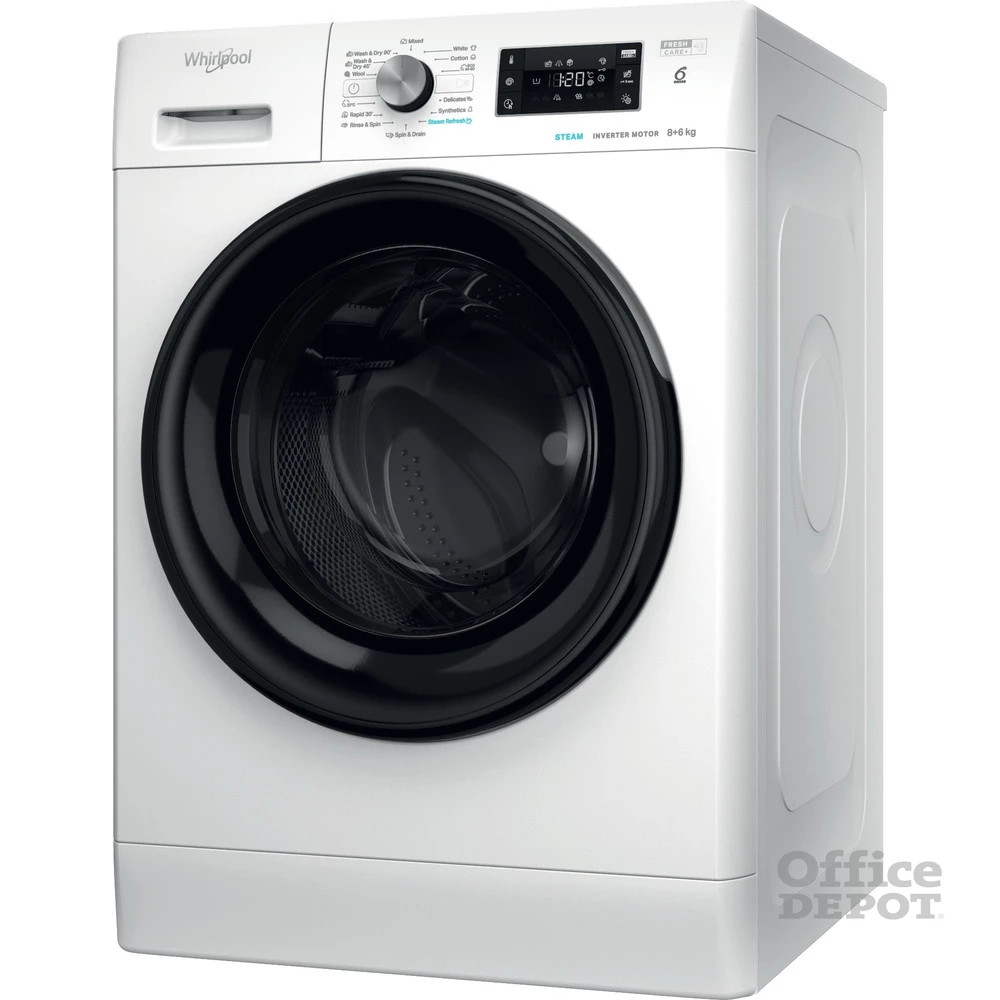 Whirlpool FFWDB 864349 BV EE fehér, elöltöltős, max.1400ford., 8 kg/6 kg, mosó-szárítógép