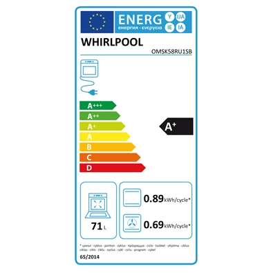 Whirlpool OMSK58RU1SB beépíthető fekete sütő Whirlpool OMSK58RU1SB beépíthető fekete sütő