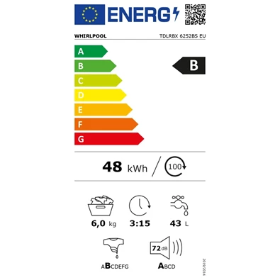 Whirlpool TDLRBX 6252BS EU 6 kg felültöltős mosógép Whirlpool TDLRBX 6252BS EU 6 kg felültöltős mosógép