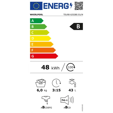 Whirlpool TDLRB 6252BS EU/N felültöltős mosógép Whirlpool TDLRB 6252BS EU/N felültöltős mosógép