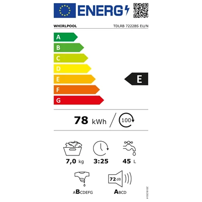 Whirlpool TDLRB 7222BS EU/N 7 kg felültöltős mosógép Whirlpool TDLRB 7222BS EU/N 7 kg felültöltős mosógép