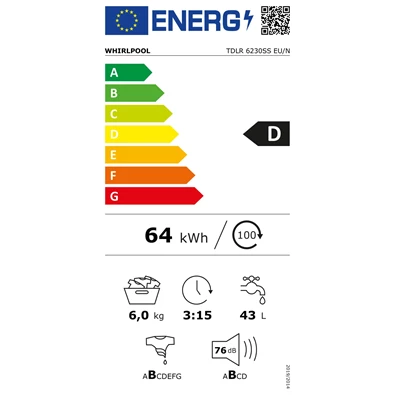 Whirlpool TDLR 6230SS EU/N felültöltős mosógép Whirlpool TDLR 6230SS EU/N felültöltős mosógép
