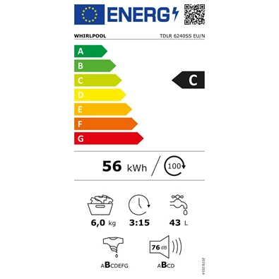Whirlpool TDLR 6240S EU/N 6 kg felültöltős mosógép