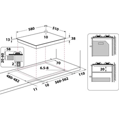 Whirlpool TKRL 661 IX EU inox beépíthető gáz főzőlap Whirlpool TKRL 661 IX EU inox beépíthető gáz főzőlap