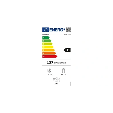 Whirlpool W55V1 112W fehér, egyajtós, Hűtő:101L, Fagyasztó:13L, hűtőszekrény