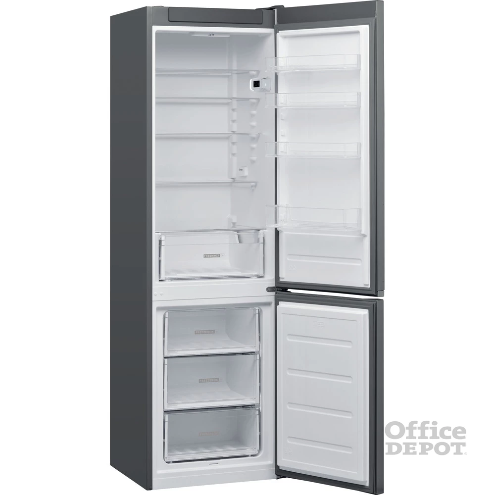 Whirlpool W5 921E OX 2 inox, alulfagyasztós, Hűtő:262L, Fagyasztó:111L, hűtőszekrény