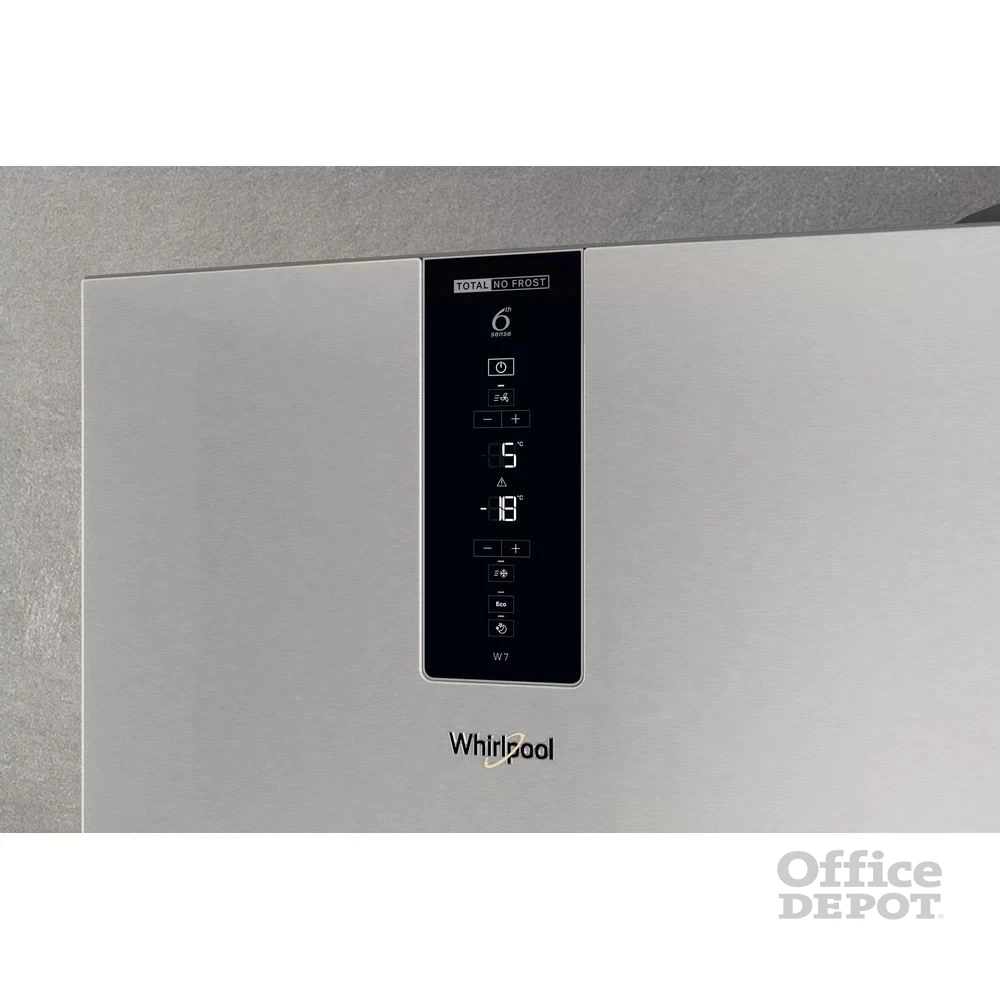 Whirlpool W7X 94T SX Total inox, alulfagyasztós, Hűtő:263L, Fagyasztó:104L, No frost hűtőszekrény