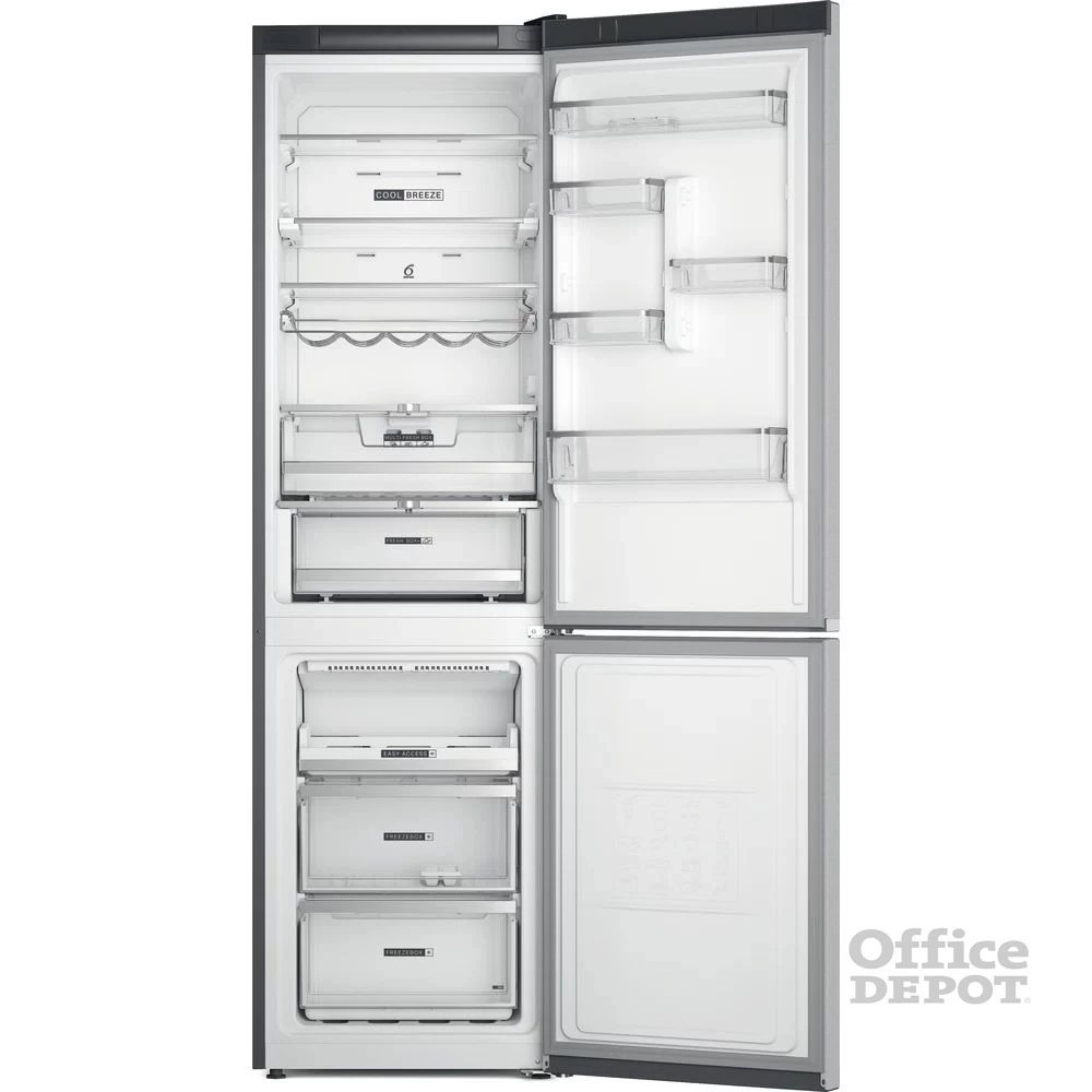 Whirlpool W7X 94T SX Total inox, alulfagyasztós, Hűtő:263L, Fagyasztó:104L, No frost hűtőszekrény