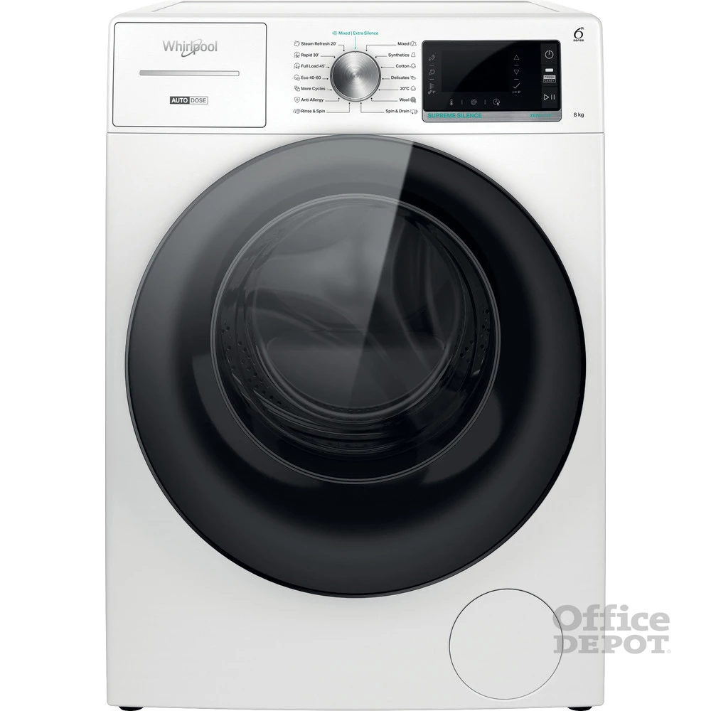 Whirlpool W7X W845WB EE fehér, elöltöltős, max.1400ford., 8 kg, mosógép