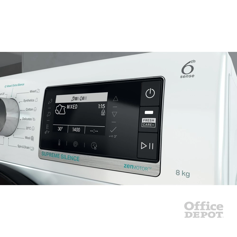 Whirlpool W7X W845WB EE fehér, elöltöltős, max.1400ford., 8 kg, mosógép