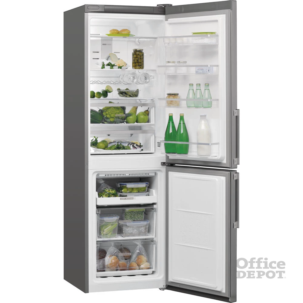 Whirlpool W7 831T OX H inox, alulfagyasztós, Hűtő:239L, Fagyasztó:104L, Total No frost hűtőszekrény