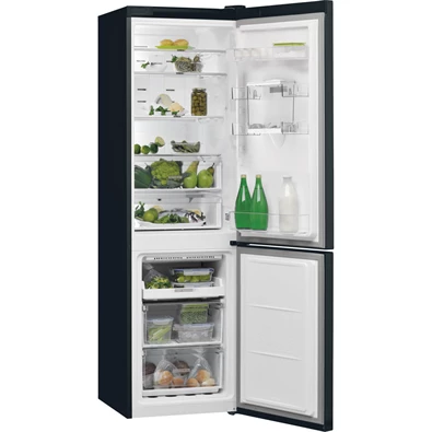 Whirlpool W7 921O K AQUA fekete, alulfagyasztós, Hűtő:264L, Fagyasztó:104L, No frost hűtőszekrény