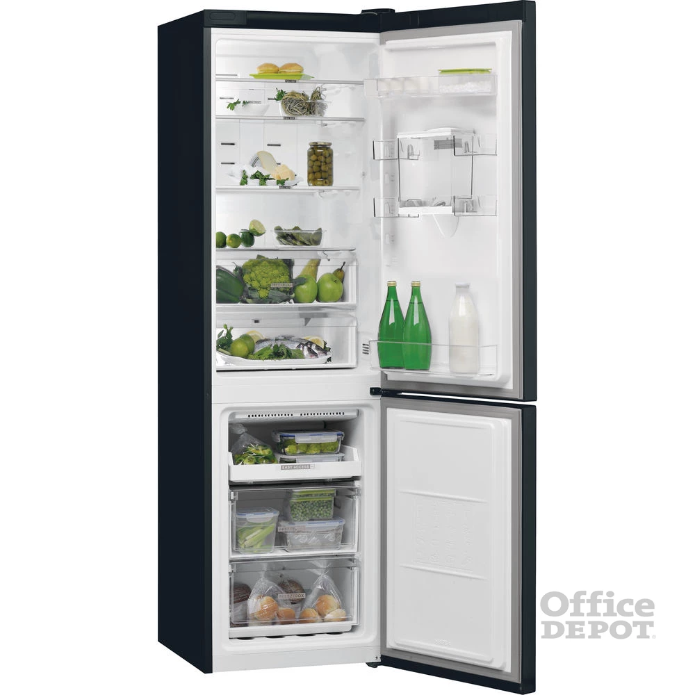 Whirlpool W7 921O K AQUA fekete, alulfagyasztós, Hűtő:264L, Fagyasztó:104L, No frost hűtőszekrény