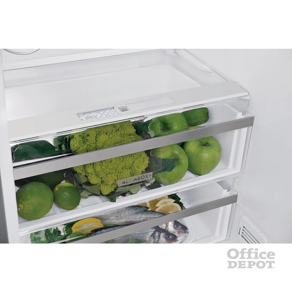 Whirlpool W7 921O OX H inox, alulfagyasztós, Hűtő:264L, Fagyasztó:104L, No frost hűtőszekrény