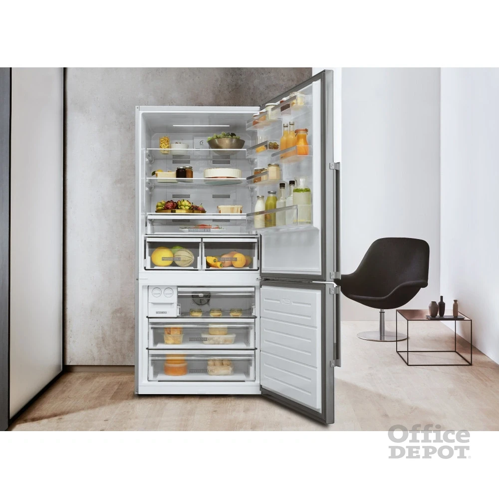 Whirlpool W84BE 72 X 2 inox, alulfagyasztós, Hűtő:407L, Fagyasztó:181L, Dual no frost hűtőszekrény