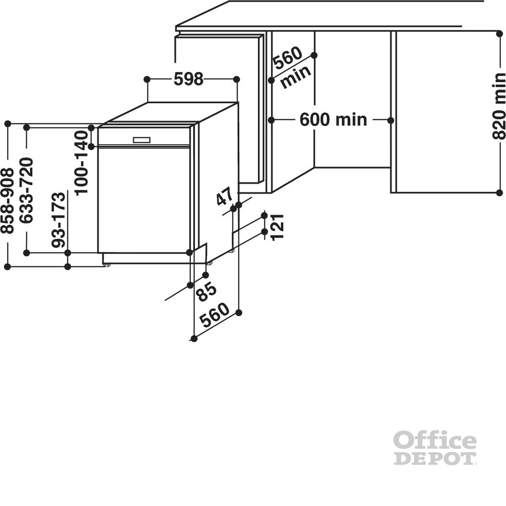 Whirlpool WBC 3C26 X programok száma: 8, beépíthető, 14 terítékes mosogatógép 