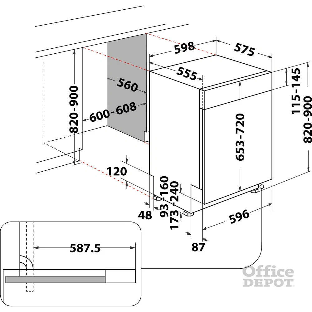 Whirlpool WBO 3T333 P 6.5 X programok száma: 11, beépíthető, 14 terítékes mosogatógép 