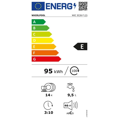 Whirlpool WIC 3C26 F beépíthető mosogatógép Whirlpool WIC 3C26 F beépíthető mosogatógép