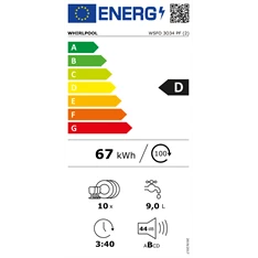 Whirlpool WSFO 3O34 PF keskeny 10 terítékes mosogatógép Whirlpool WSFO 3O34 PF keskeny 10 terítékes mosogatógép