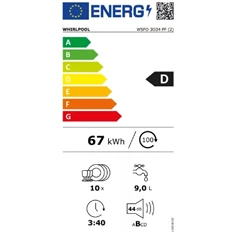 Whirlpool WSFO 3O34 PF keskeny 10 terítékes mosogatógép Whirlpool WSFO 3O34 PF keskeny 10 terítékes mosogatógép