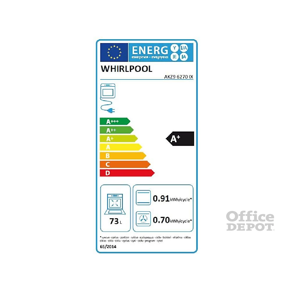 Whirlpool AKZ9 6270 IX inox, beépíthető, sütőtér: 73L, grill, légkeverés, sütő