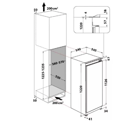 Whirlpool ARG 7181 beépíthető hűtőszekrény Whirlpool ARG 7181 beépíthető hűtőszekrény