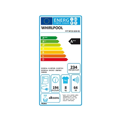 Whirlpool FFT M11 82B EE R 8 kg hőszivattyús szárítógép Whirlpool FFT M11 82B EE R 8 kg hőszivattyús szárítógép