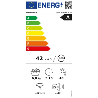 Whirpool TDLR 6261BS EU/N 6 kg felültöltős mosógép Whirpool TDLR 6261BS EU/N 6 kg felültöltős mosógép