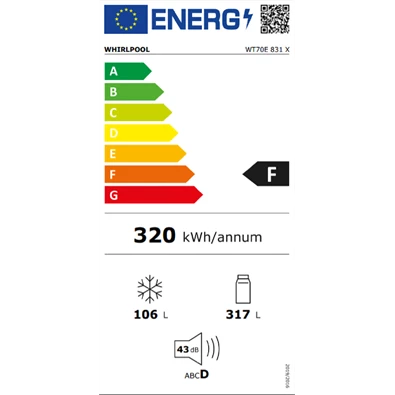 Whirlpool WT70E 831 X kombinált felülfagyasztós hűtőszekrény Whirlpool WT70E 831 X kombinált felülfagyasztós hűtőszekrény