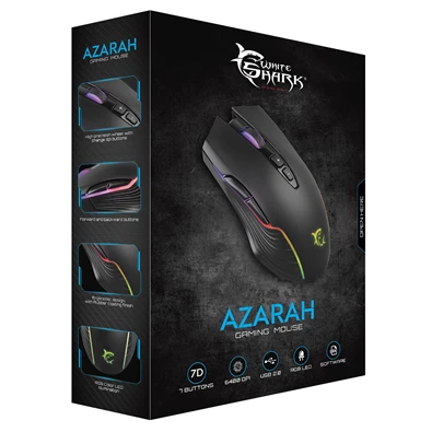 White Shark AZARAH GM-5003 6400dpi fekete gamer egér White Shark AZARAH GM-5003 6400dpi fekete gamer egér