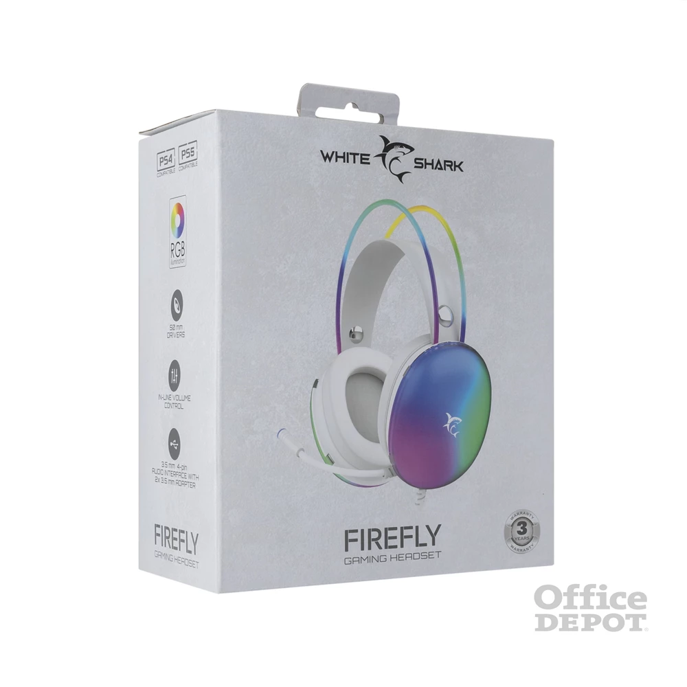 White Shark FIREFLY GH-2342W fehér gamer fejhallgató