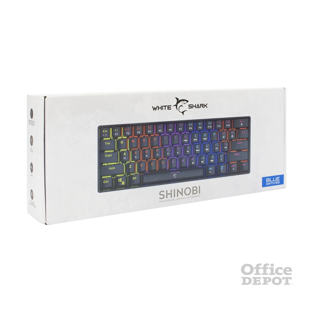 White Shark SHINOBI GK-2022B/BL-US fekete mechanikus (blue switch) gamer billentyűzet