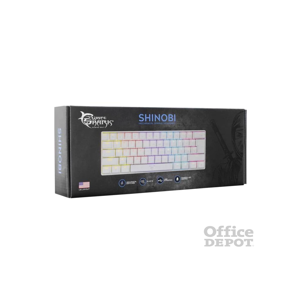 White Shark SHINOBI GK-2022W/BL-HU fehér mechanikus (blue switch) gamer billentyűzet
