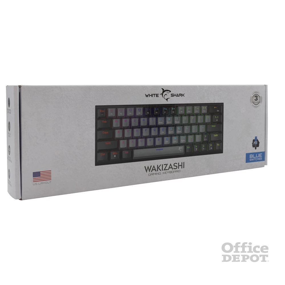 White Shark WAKIZASHI GK-002172-G-B/BL-US szürke/fekete mechanikus gamer billentyűzet