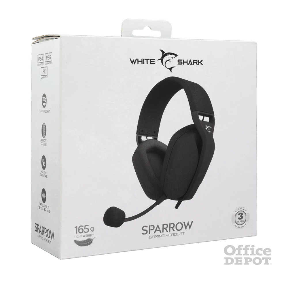 White Shark WS GH-2443B SPARROW-B fekete gamer headset