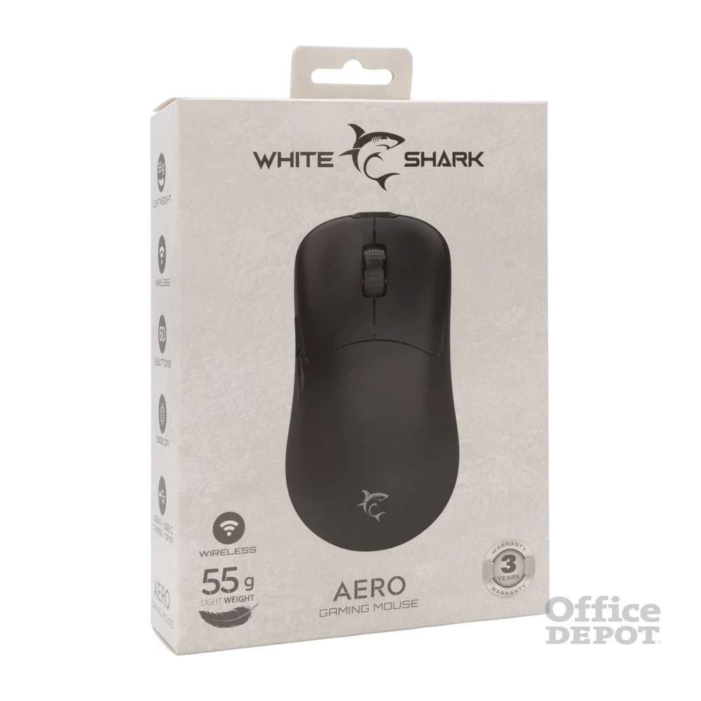 White Shark WS GM-5015B AERO-B vezeték nélküli fekete gamer egér
