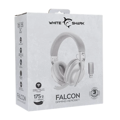 White Shark WS WGH-2441W FALCON-W vezeték nélküli fehér gamer headset White Shark WS WGH-2441W FALCON-W vezeték nélküli fehér gamer headset