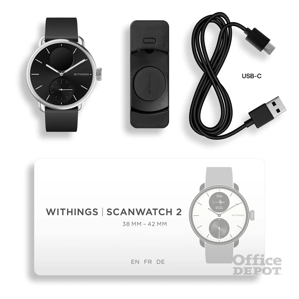Withings HWA10-model 1 ScanWatch 2 38mm fekete okosóra