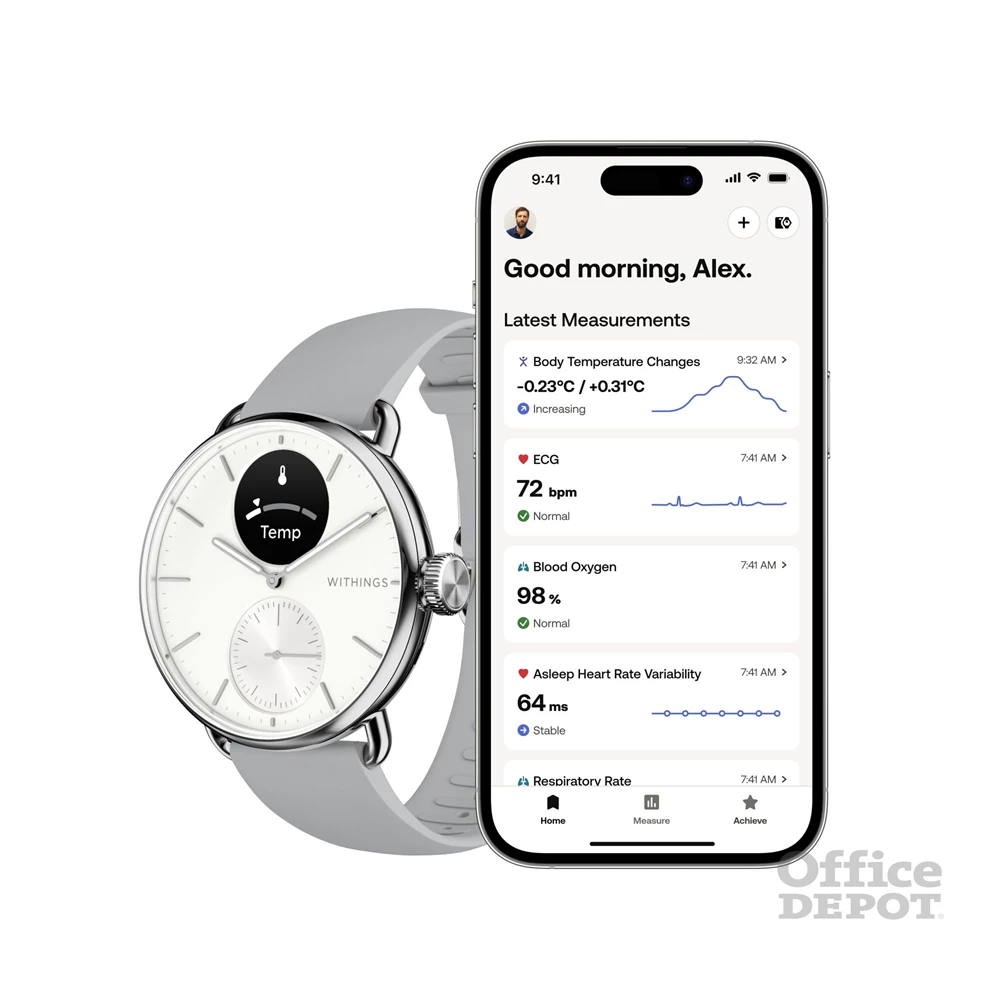 Withings HWA10-model 2 ScanWatch 2 38mm fehér okosóra (Újracsomagolt)