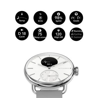 Withings HWA10-model 2 ScanWatch 2 38mm fehér okosóra (Újracsomagolt) Withings HWA10-model 2 ScanWatch 2 38mm fehér okosóra (Újracsomagolt)