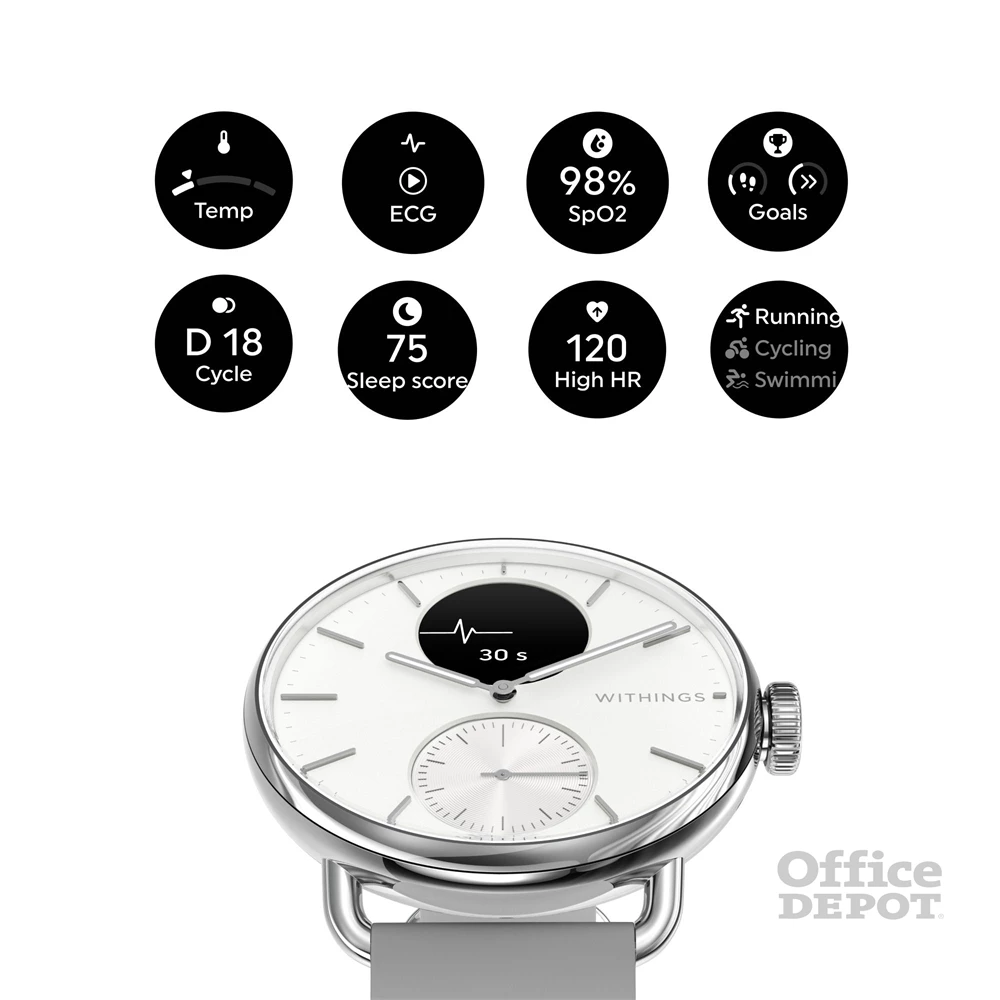 Withings HWA10-model 2 ScanWatch 2 38mm fehér okosóra (Újracsomagolt)