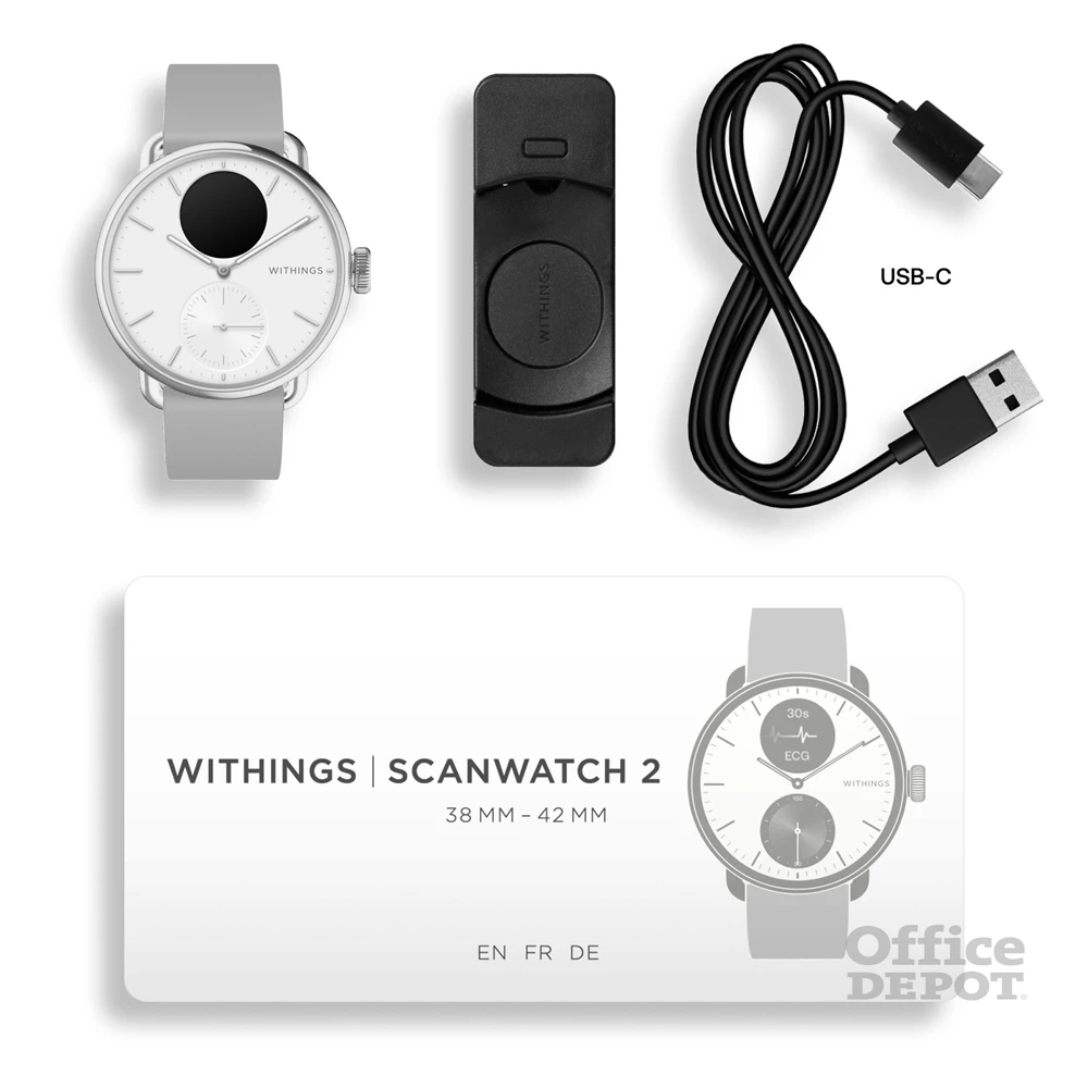 Withings HWA10-model 2 ScanWatch 2 38mm fehér okosóra (Újracsomagolt)