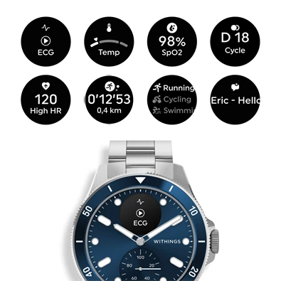 Withings ScanWatch Nova hibrid 42mm kék okosóra Withings ScanWatch Nova hibrid 42mm kék okosóra