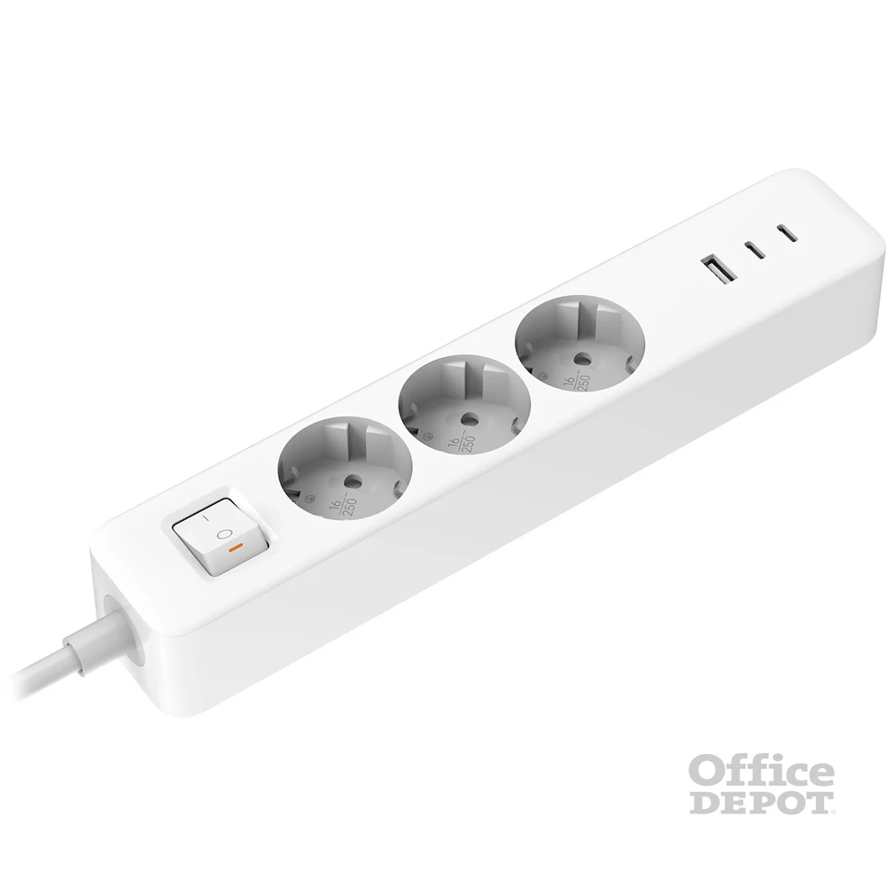 Xiaomi 20W Power Strip (2C1A) EU 1,4m kapcsolós fehér elosztó