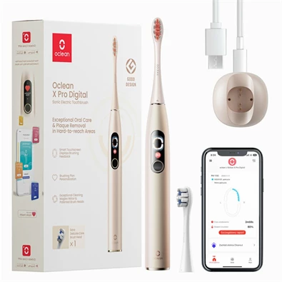 Oclean X Pro Digital Set szónikus arany elektromos okos fogkefe szett Oclean X Pro Digital Set szónikus arany elektromos okos fogkefe szett