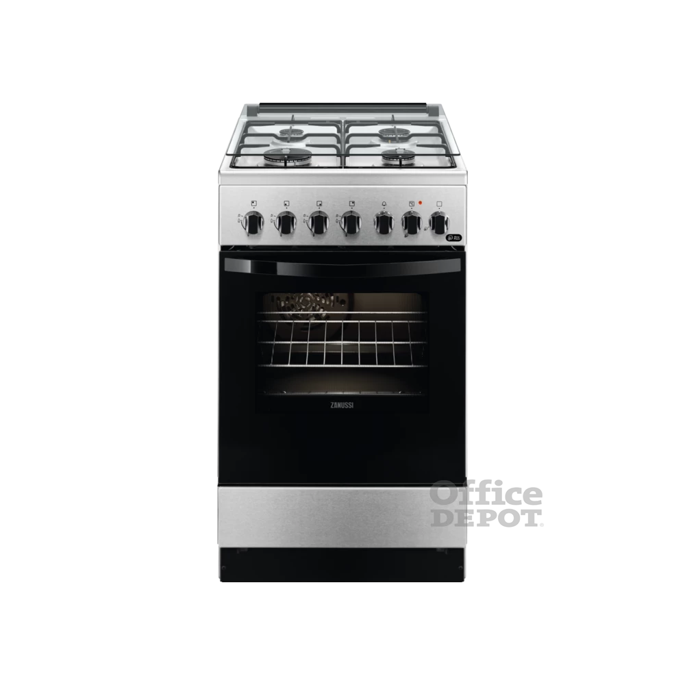 Zanussi ZCK552J1XA inox, szabadonálló, gáz, kombinált, főzőzóna: 4, sütő:54L, grill, tűzhely