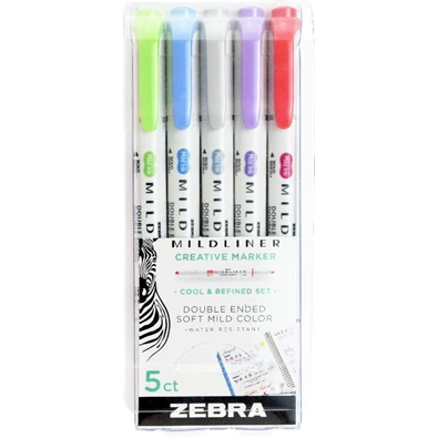 ZEBRA Mildliner Cool&Refined 5db-os kettős végű szövegkiemelő készlet ZEBRA Mildliner Cool&Refined 5db-os kettős végű szövegkiemelő készlet